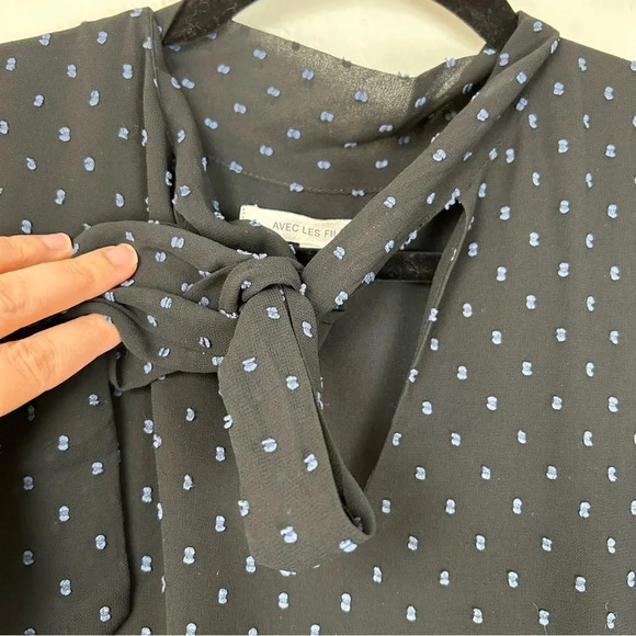 Avec Les Filles High Low Dress Black Sleeveless Bow Neck Size XL - Picture 7 of 9